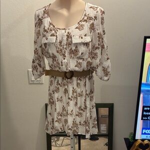 Floral Print Dress with Belt NWOT